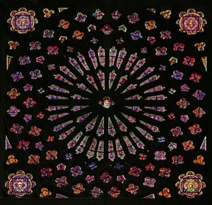 Window depicting the North Rose Window by French School